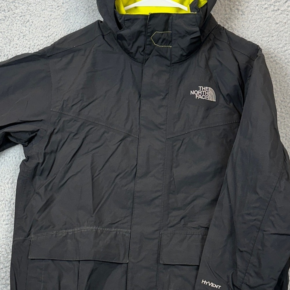 The North Face Jacket Boys Large HyVent Rain Ski Black Neon Waterproof Outdoor